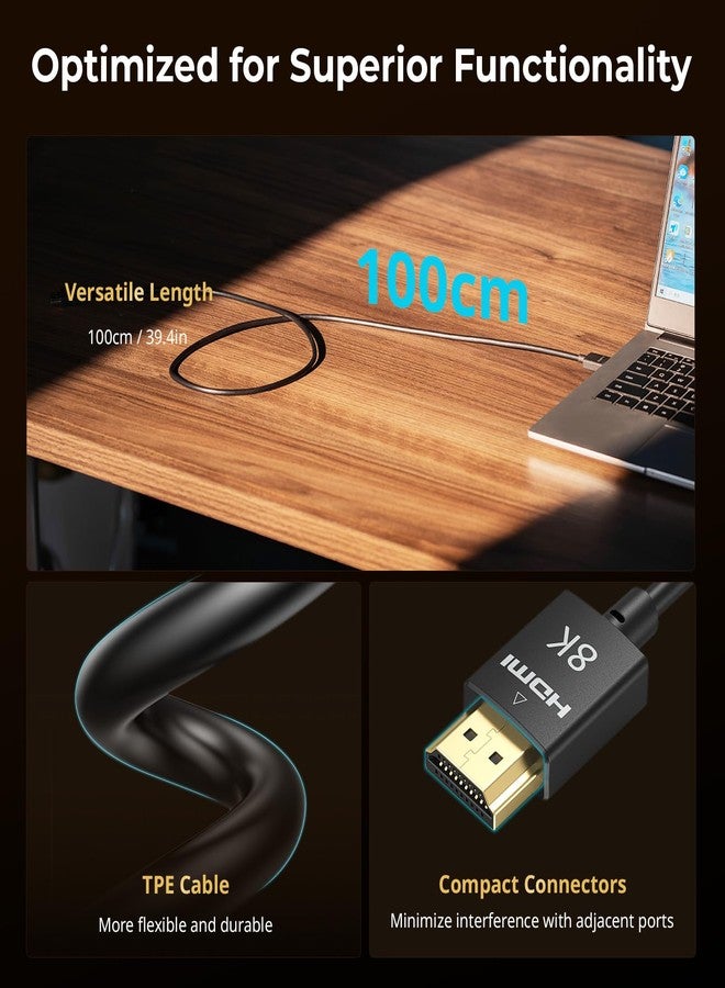 SMALLRIG 8K HDMI 2.1 Cable 100cm / 3.3Ft (A to A), Super Flexible Slim Cord/Cable, Supports 8K@60Hz/4K@120Hz, Ethernet, ARC Type-A Male to Male for Camera, Monitor, Gimbal - 5086 - Image 2